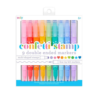 CONFETTI STAMP DOUBLE- ENDED MARKERS - SET OF 9