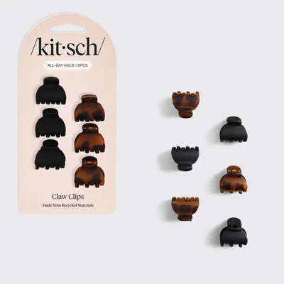 Recycled Plastic X-Small Claw Clips 6pc - Black & Tort