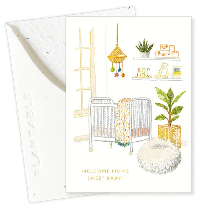 Plantable Card - Nursery Sprout - Baby Mini Greeting Card (2.5" X 3.5")