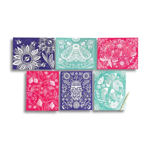 SCRATCH & SHINE SCRATCH CARDS - GLORIOUS GARDEN (7 PC SET