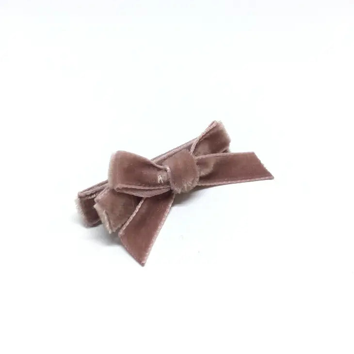 MAUVE VELVET MINI HAIR BOW