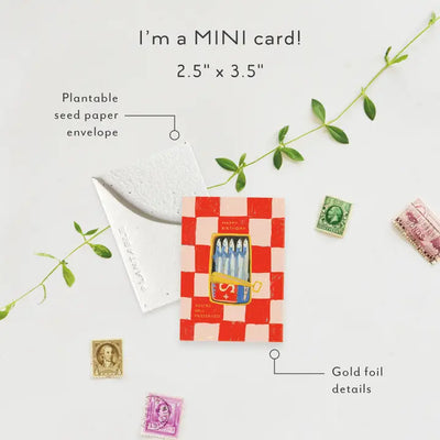 Plantable Card - Sardines Sprout - Birthday Mini Greeting Card 2.5