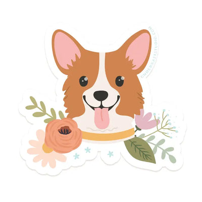 Corgi Floral Sticker