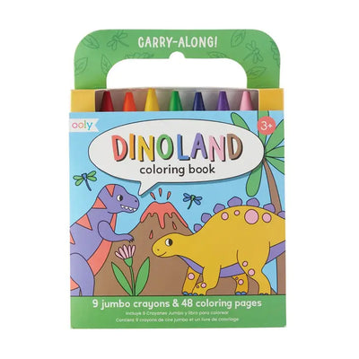 CARRY ALONG CRAYON & COLORING BOOK KIT - DINOLAND (SET OF 10)