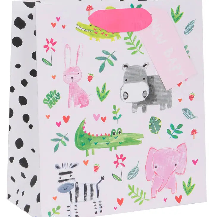 MEDIUM BABY ANIMALS PINK GIFT BAG