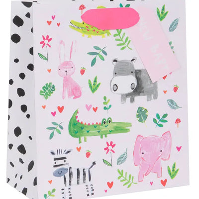 MEDIUM BABY ANIMALS PINK GIFT BAG