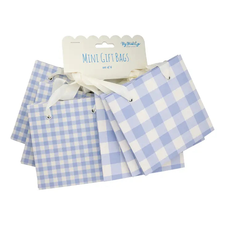 PERIWINKLE GINGHAM GIFT BAG SET