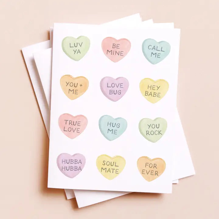 Candy Hearts Messages — Valentine's Day Love Card