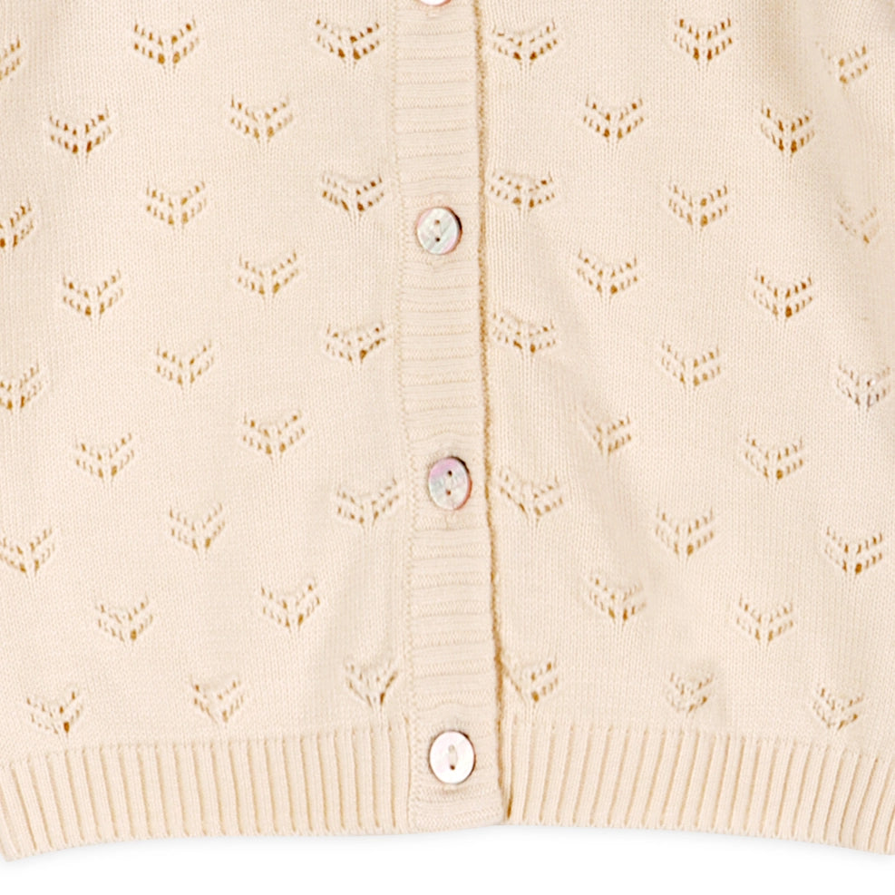 Milan Pointelle Knit Ruffle Baby Cardigan Sweater - Organic