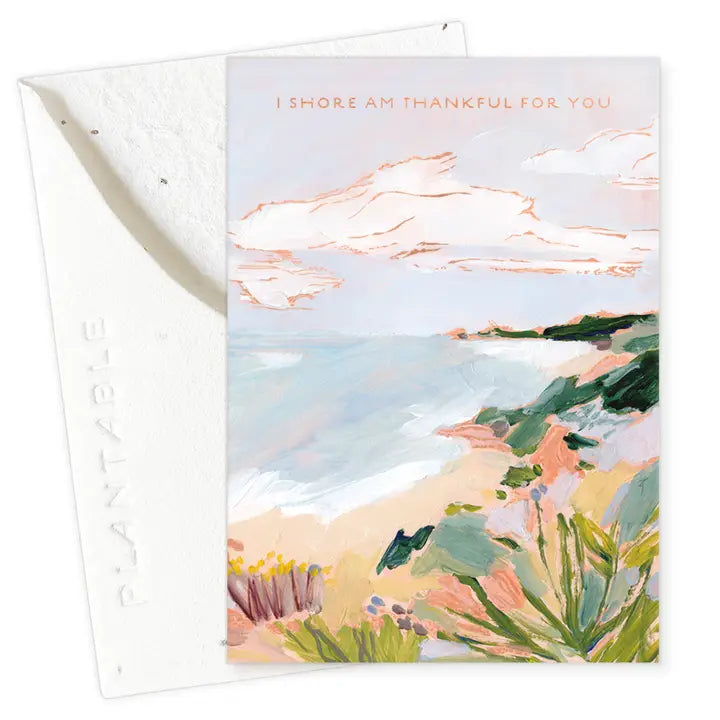 Plantable Card - Shore Am Thankful Sprout - Thank You Mini Greet 2.5 X 3.5