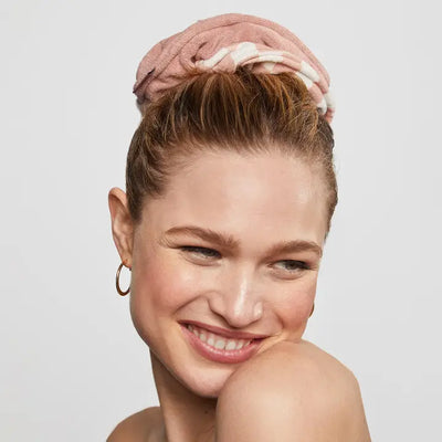 Microfiber Quick-Dry Towel Scrunchie 2PC- Terracotta Checker