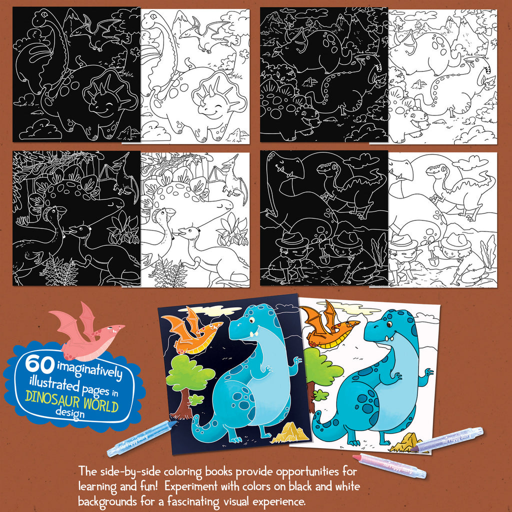 COLOR ON BLACK & WHITE - DINOSAUR WORLD