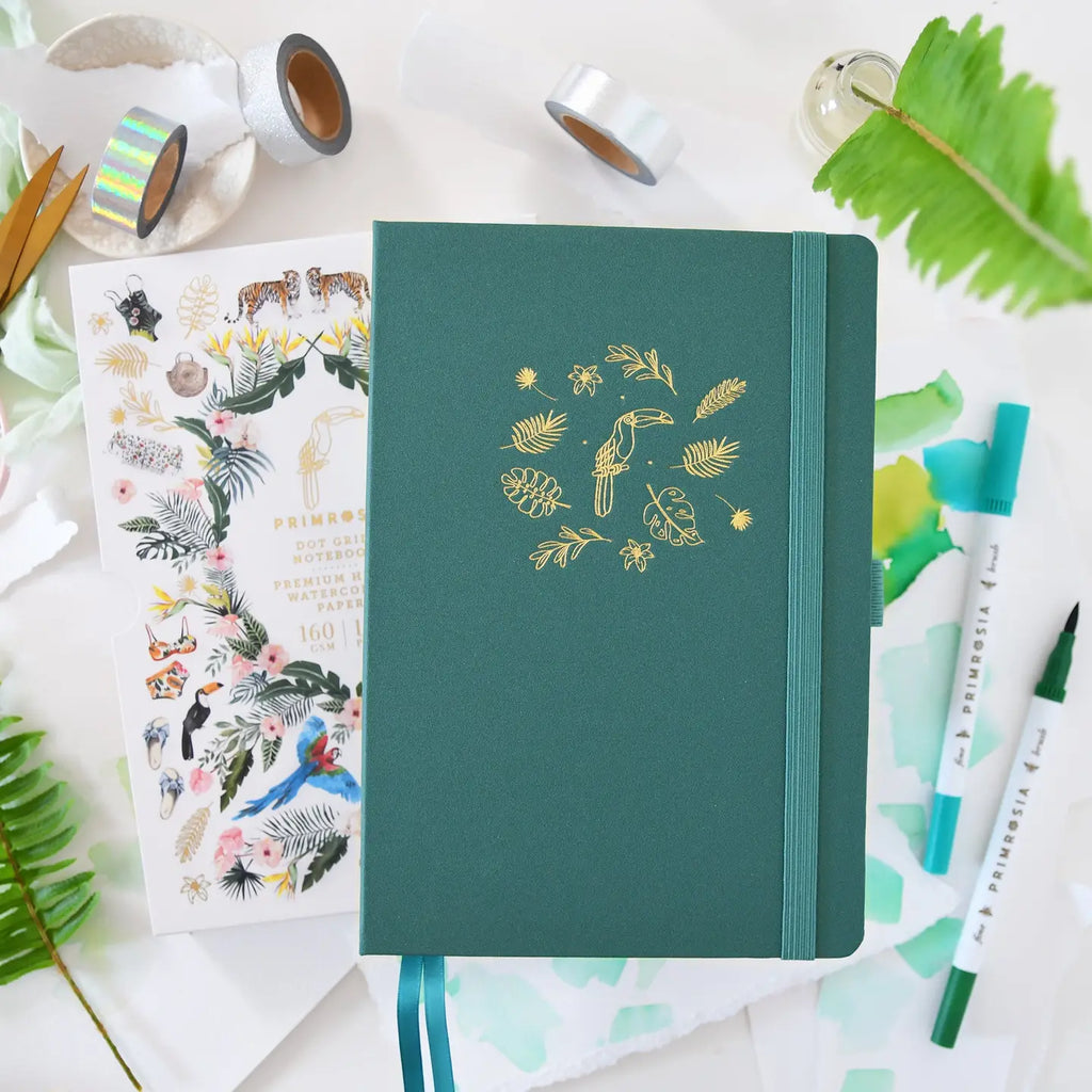 Jungle Green – Watercolor Dot Grid Journal Notebook A5