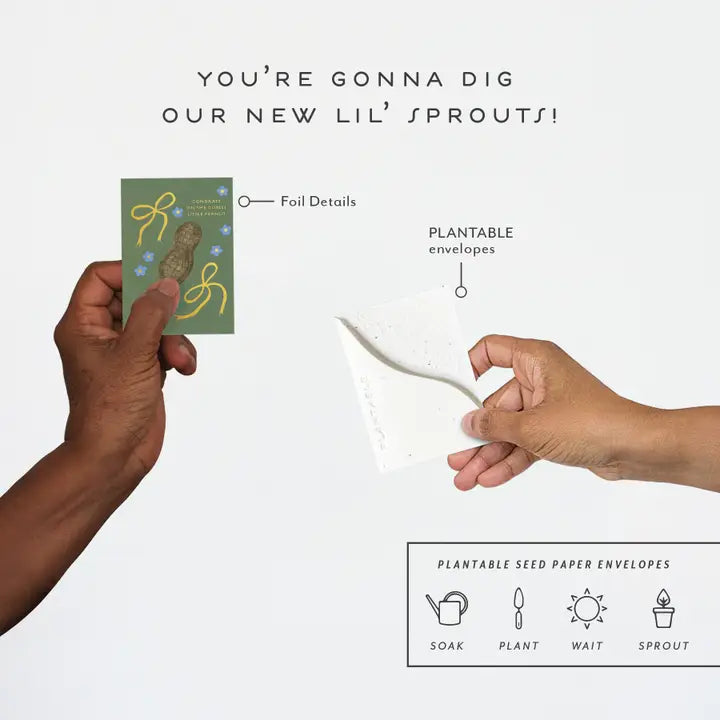 Plantable Card - Little Peanut Sprout - Baby Mini Greet 2.5 X 3.5