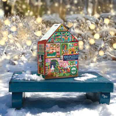 Christmas House 100 Piece Puzzle (Shaped Box)