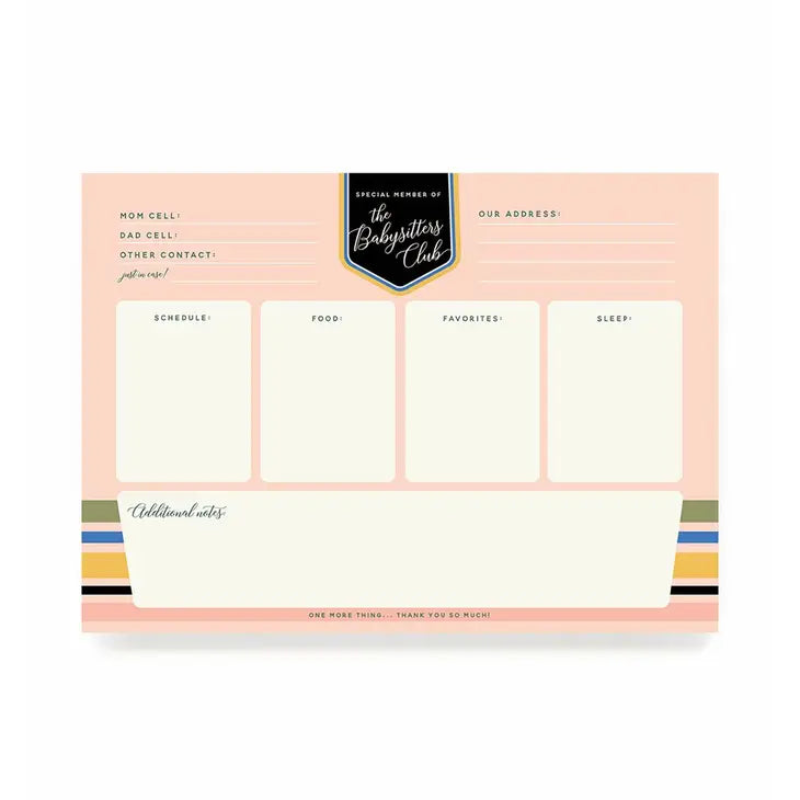 BABYSITTERS CLUB NOTEPAD