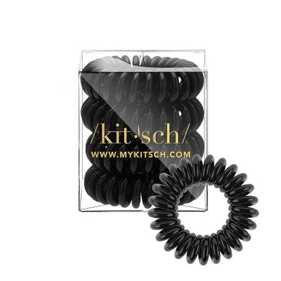 Spiral Hair Ties 4 Pack - Black