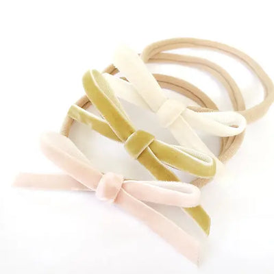 CREAM, SAND AND BLUSH VELVET ITTY BITTY BOWS