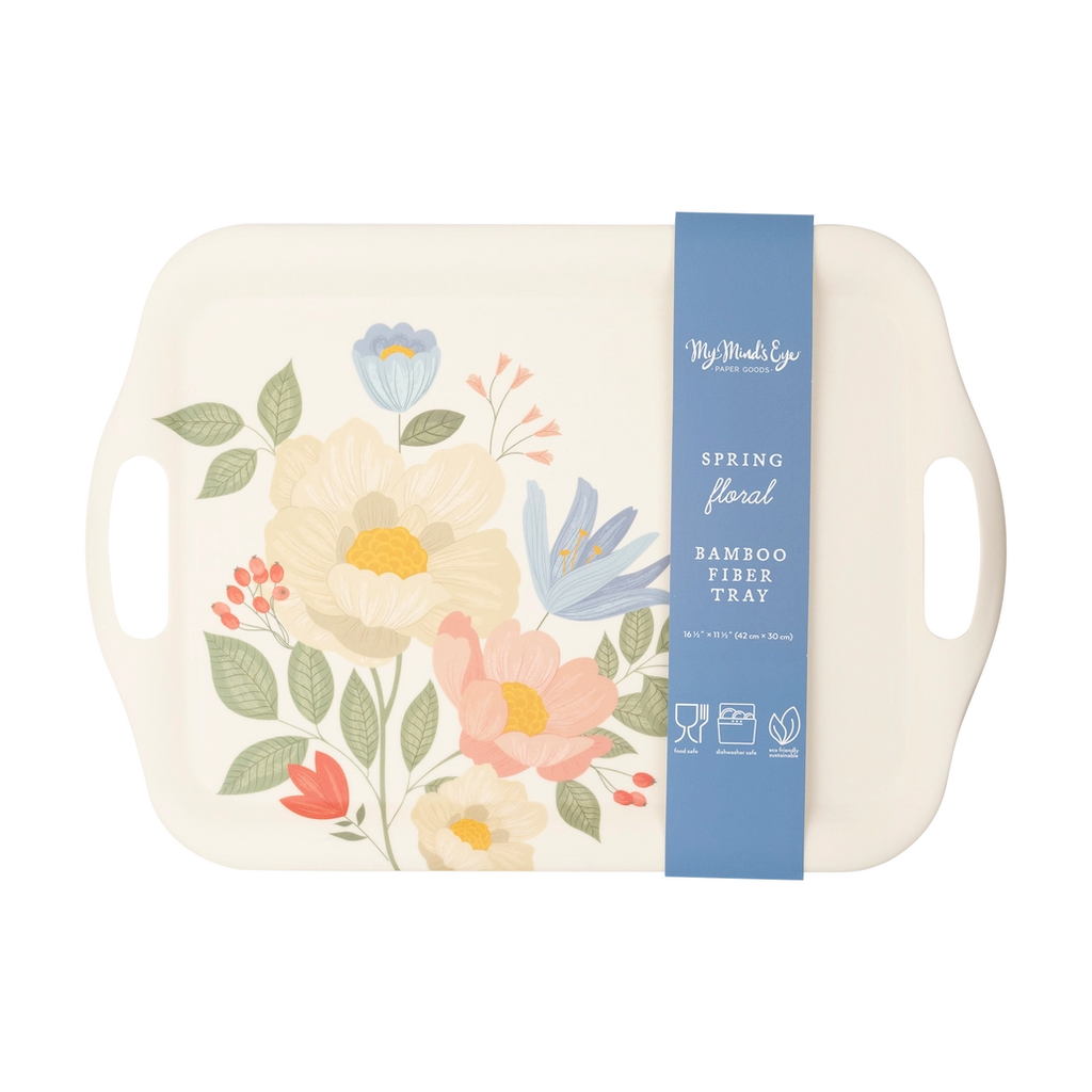 Spring Floral Reusable Bamboo Tray