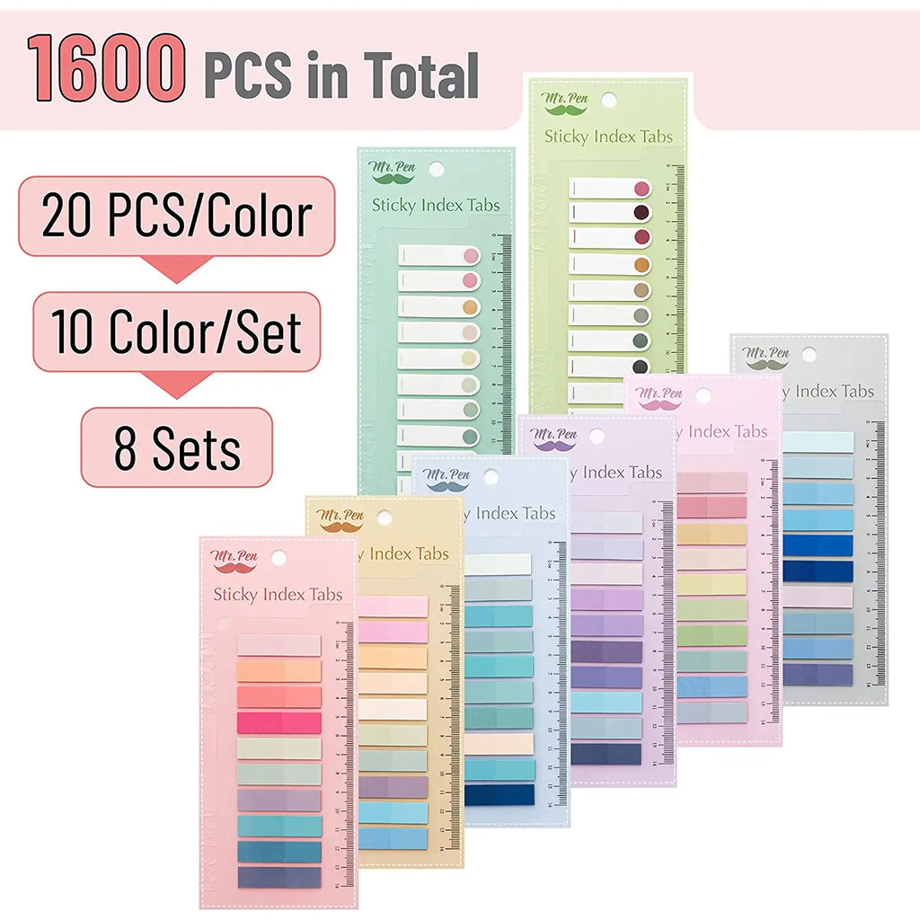 Mr. Pen Colorful Sticky Tabs - 1600 Count