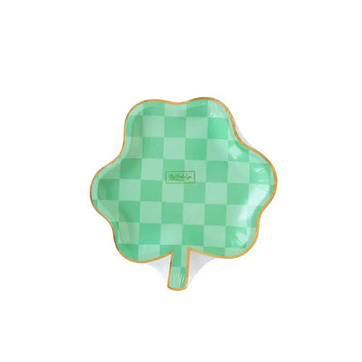 CHECKERED SHAMROCK PAPER PLATE