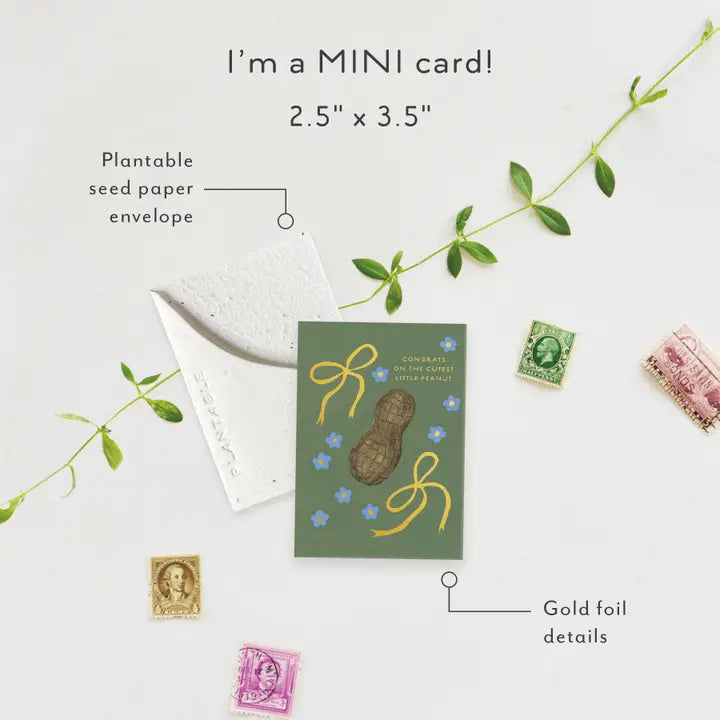 Plantable Card - Little Peanut Sprout - Baby Mini Greet 2.5 X 3.5