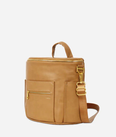 The Mini - Faux Leather Diaper Bag Travel Backpack Crossbody in Bronze