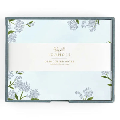 Hydrangea Desk Jotter - Flat Notes Set with Organizer Box