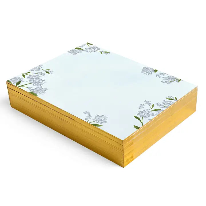 Hydrangea Desk Jotter - Flat Notes Set with Organizer Box
