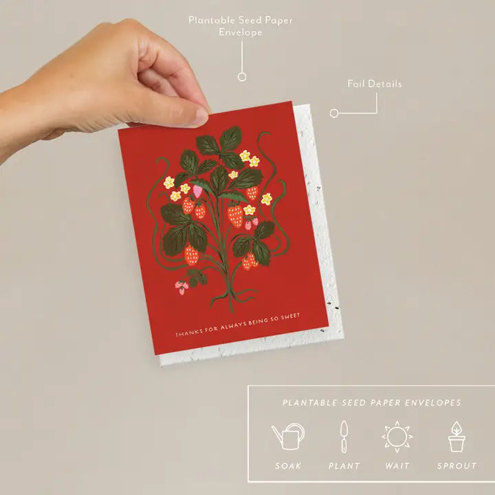 Plantable Card - Sweet Strawberry - Thank You Card