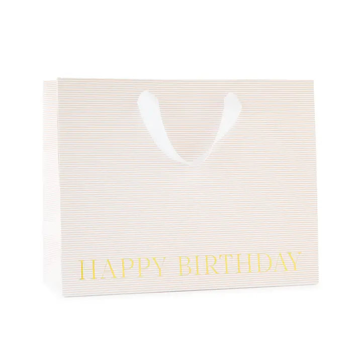 Large Rose Pinstripe Happy Birthday Gift Bag