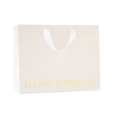 Large Rose Pinstripe Happy Birthday Gift Bag