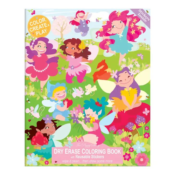 DRY ERASE COLORING BOOK - FAIRY GARDEN
