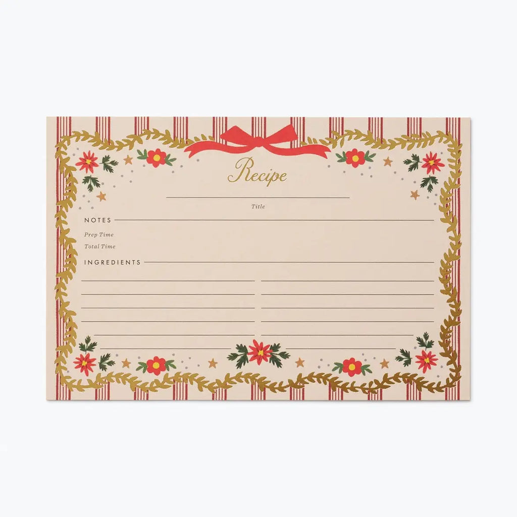 Pack of 12 Holly Jolly Recipe Cards