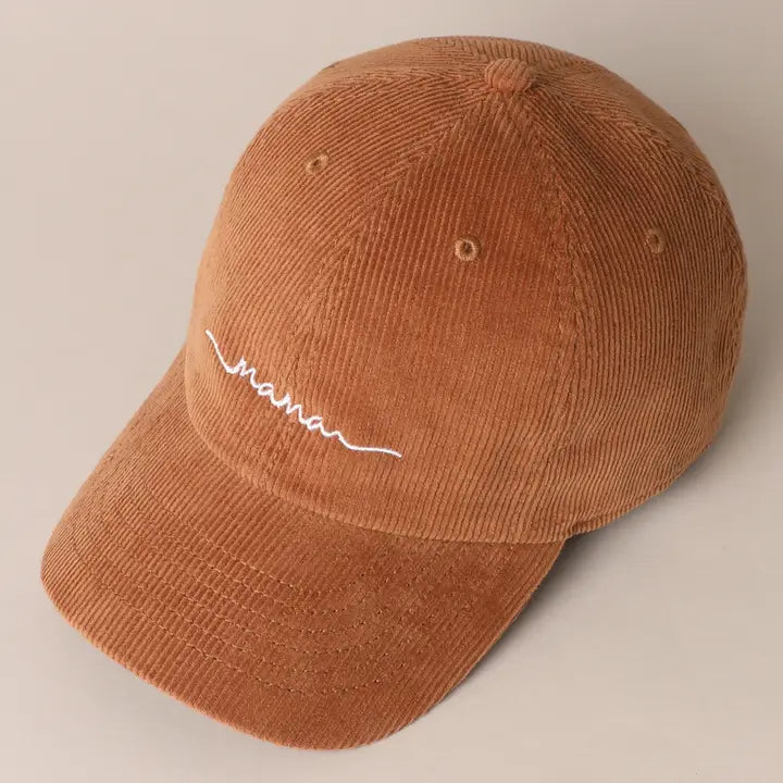 Mama Embroidered Corduroy Baseball Cap