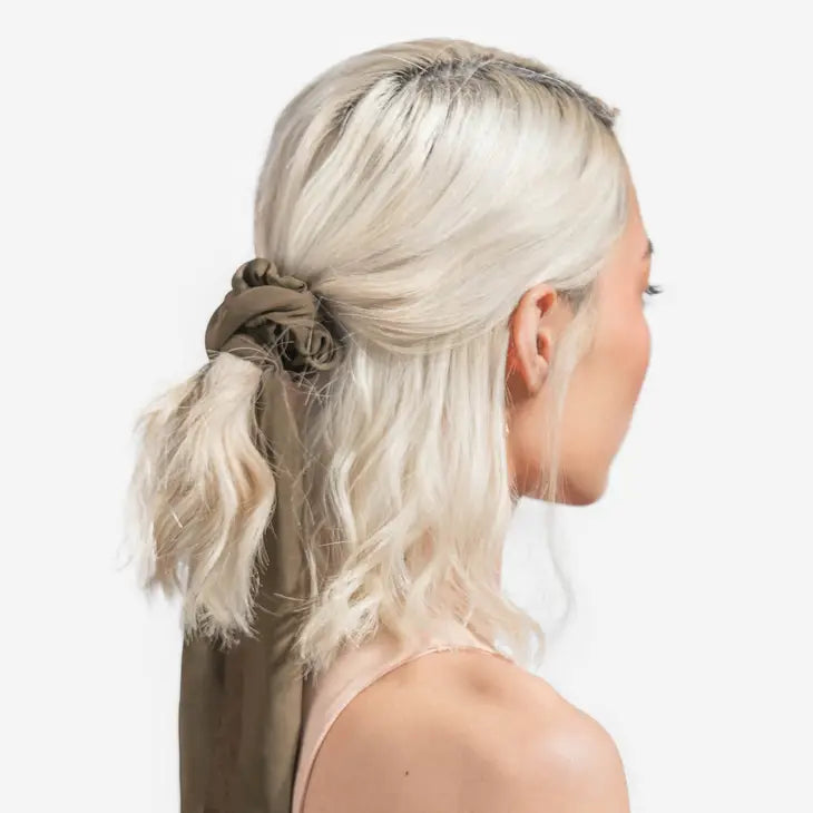 CREPE SCARF SCRUNCHIE 2PC SET - MOSS