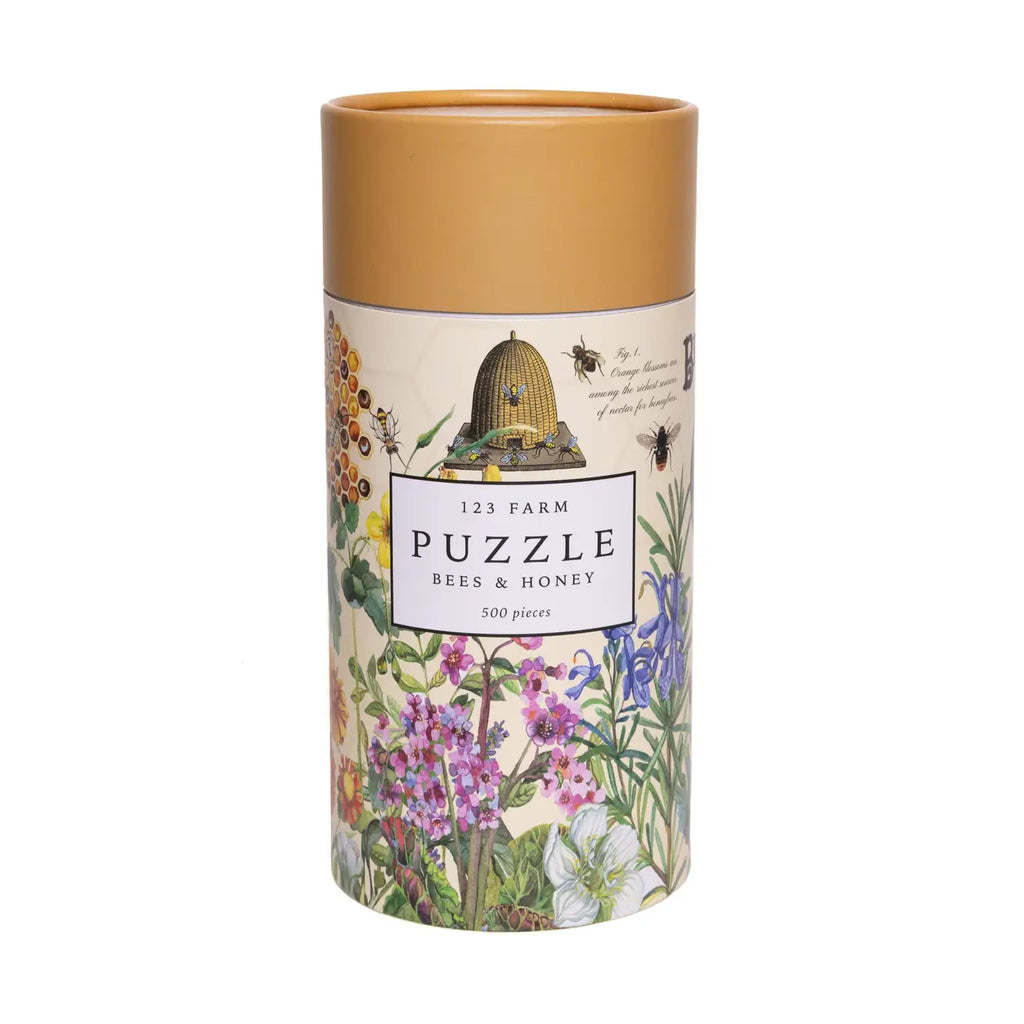 Bees & Honey Puzzle – 500 Pc Tube with Vintage Illustrations