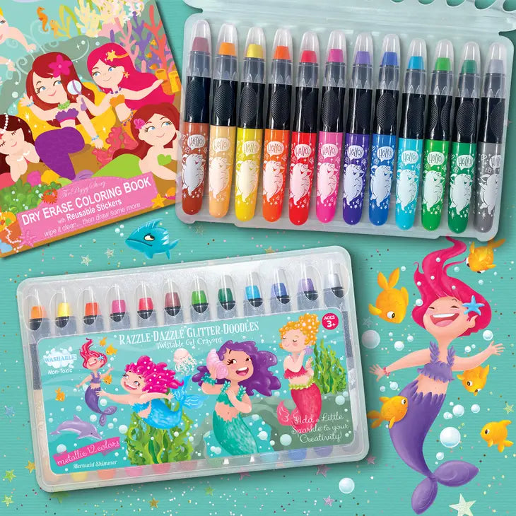 GLITTER DOODLE GEL CRAYONS - MERMAID SHIMMER