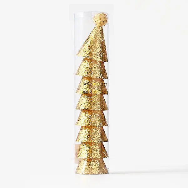 GOLD GLITTER MINI PARTY HATS