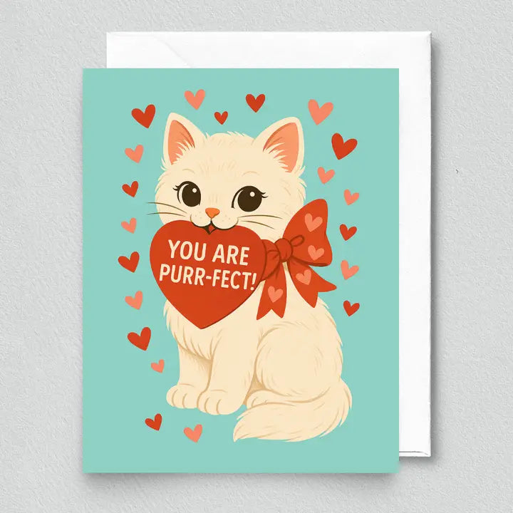 You Are Purr-Fect! Valentine Cat Card –Cute Love Greeting