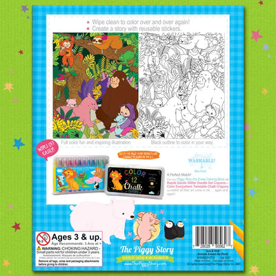 DRY ERASE COLORING BOOK - ANIMALS AROUND THE WORLD