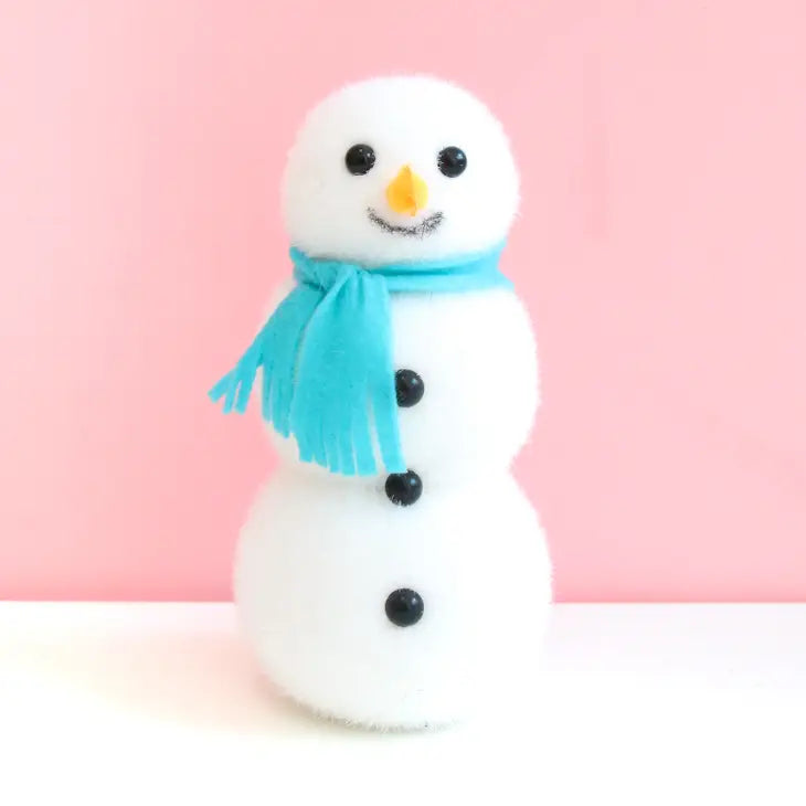 FLOCKED SNOWMAN DECORATIONS 8" - TURQUOISE