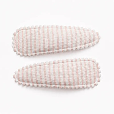 JULIET BLUSH PINK STRIPED FABRIC HAIR CLIPS