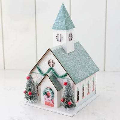 VILLAGE CHRISTMAS PAPER CHURCH DECORATIONS