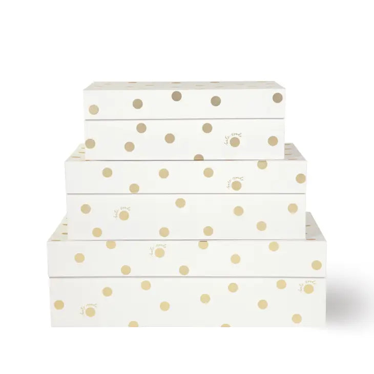 NESTING BOXES - GOLD DOT WITH SCRIPT