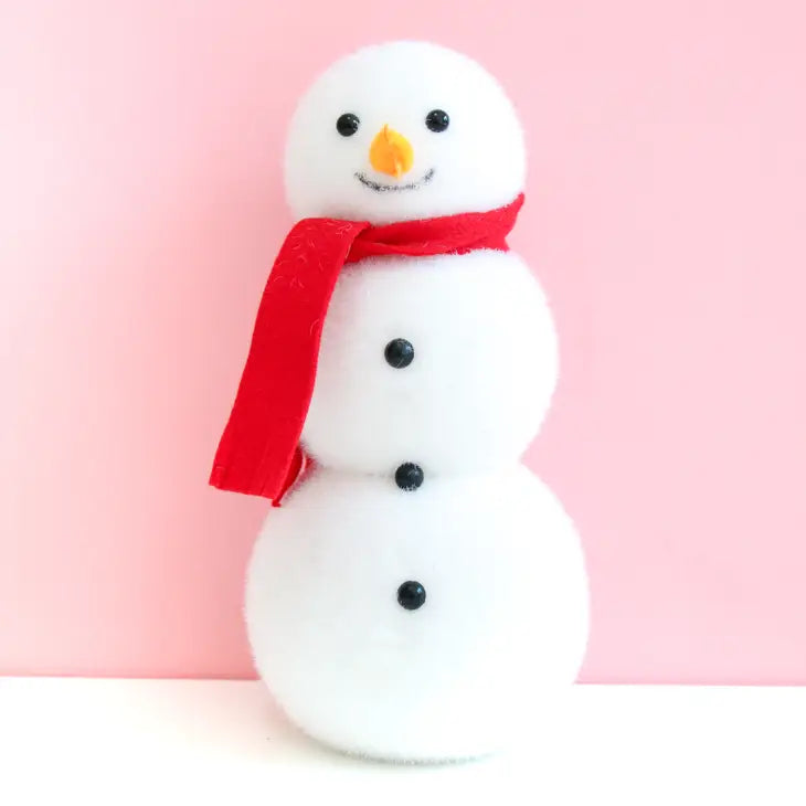 FLOCKED SNOWMAN DECORATIONS 12" - RED