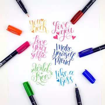 FUDENOSUKE COLORS CALLIGRAPHY BRUSH PENS - 10-PACK