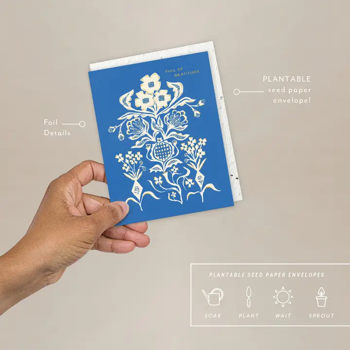 Plantable Card - Blue Flower Bouquet - Thank You Card