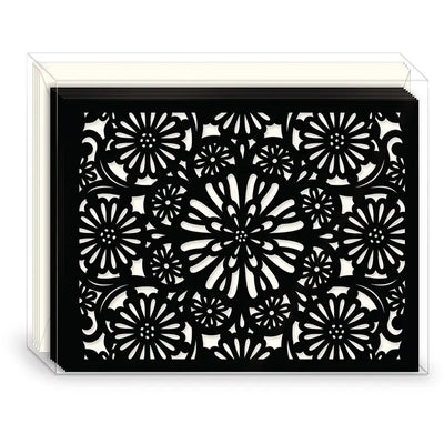 Laser Cut Note Card Set of 10 -Black Lace