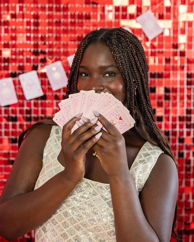 Pink and Red Lucky in Love Playing Cards